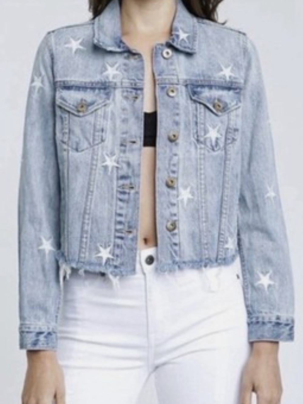 Pistola Light Wash Star-Print Denim Jacket